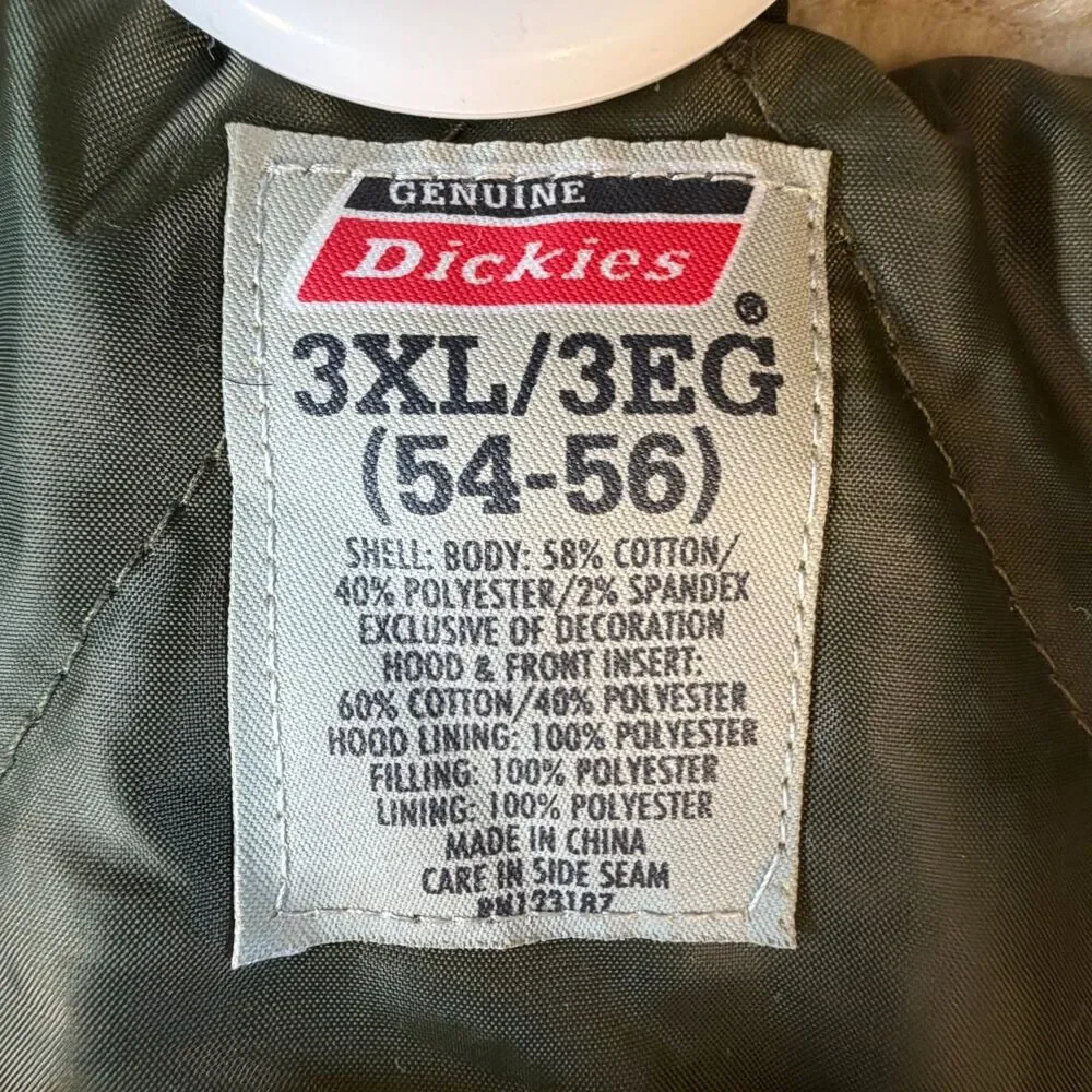 Dickies Hooded Work Jacket Mens 3XL Olive Insulated